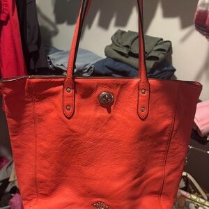 Orange Leather Coach Tote Bag